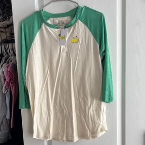 Masters Authentic by  Red Jacket Cream and Green Raglan Long Sleeve Tee